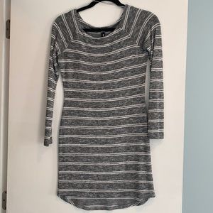 Design Lab Stripped Grey and White Sweater Dress